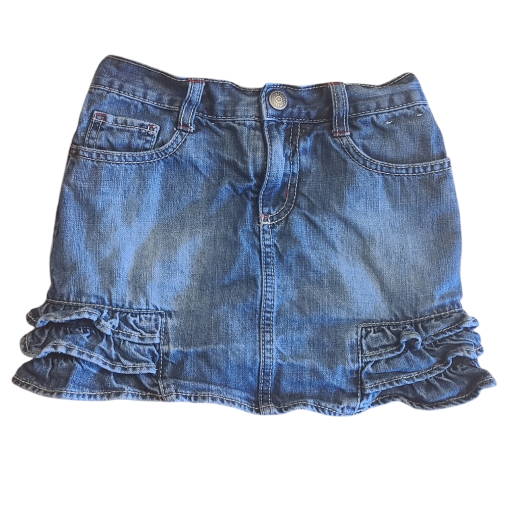 Jean skirt with ruffles, adjustable waist, built in shorts, Gymboree siz…